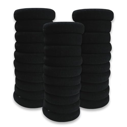Image of Glaze Elastic Stretchable Ponytail Hair Rubber Bands for Girls, Women & Kids - Black Hair Ties (30 Pcs)