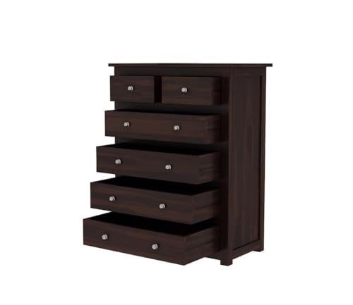 Image of Sheesham Wood Wooden Chest of Drawers with 6 Spacious Drawers for Living Room Storage (Brian)