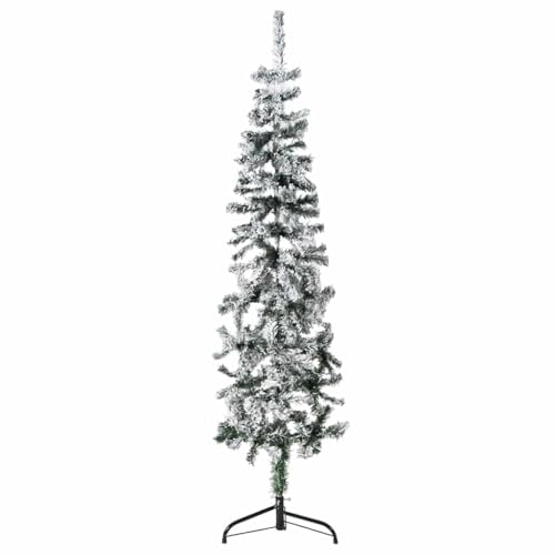 Image of vidaXL Slim Artificial Half Christmas Tree with Flocked Snow 150 cm
