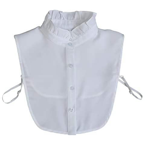 NiceYnn Hollow Out Floral Lace Chiffon Removable Dickey False Collar, Women Half Shirt Blouse Top Detachable Fake Collar Pleated Neckline White Cover