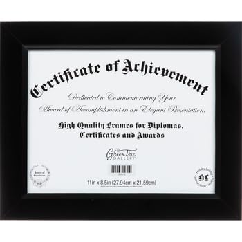 Green Tree Gallery Black Document Frame, 8.5 x 11 Inches