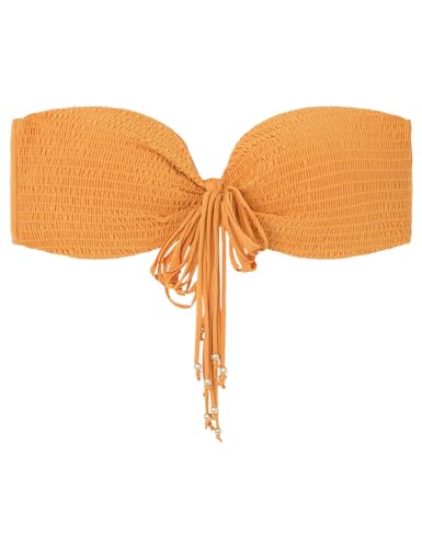 Haut de maillot bandeau orange pour effacer les marques de bronzage
