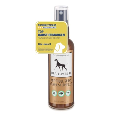 LILA LOVES IT Natürlicher Insektenschutz für Hunde – Anti Zecken Spray mit ätherischem Öl, Effektiver Schutz vor Zecken, Mücken & Flöhen, Anti-TIQUE Spray, 100 ml