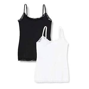 Amazon-merk: Iris & Lilly dames onderhemd Body Natural met kant, 2-pack