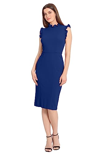 Image of Maggy London Womens Ruffle Neck and Armhole Sheath Dress