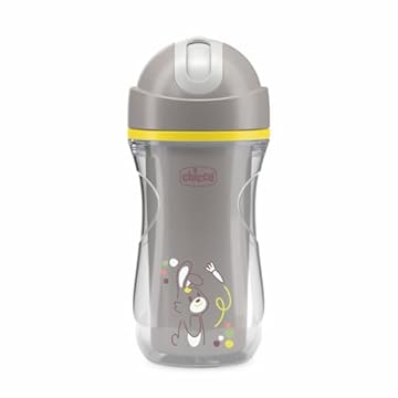 Chicco Sport Cup Bicchiere Antigoccia in Silicone per Bambini 14+ Mesi, 266 ml, Tazza Biberon Termica per Imparare a Bere, con Cannuccia Flessibile Resistente ai Morsi, Senza BPA, Grigio
