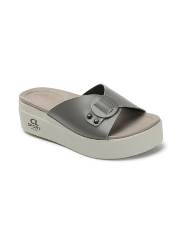 Image of Carlton London women's Flatform Comfortable Slide Sandals with Buckle