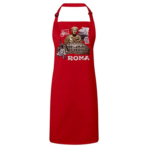 Tablier cuisine vintage rouge Roma voyage histoire pour passionné