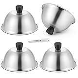 HaSteeL 6 Inch Basting Cover, Stainless Steel Melting Dome Set of 4, Small Metal Steaming Cover Grill Lid for Cheese Burger, Ideal for Indoor & Outdoor Flat Top Griddle Teppanyaki, Dishwasher Safe