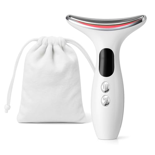 DicePro Face Massager Facial Lifting Device – Electric Neck & Face Sculpting Wand with Velvet Bag, 4 EMS Modes, 45°C±5°C Heat, Microcurrent Anti-Wrinkle, Anti-Aging Toning Tool – White
