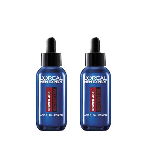 L'Oréal Paris Men Expert Power Age Serum Antiedad Pack de 2, 30ml | Sérum Facial Antiarrugas, Ácido Hialurónico, Rellena e Hidrata, Textura Ligera, Todo Tipo de Piel, Power Age
