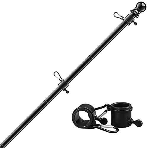 Kit mât pour drapeau américain noir 1,5m acier inoxydable extérieur