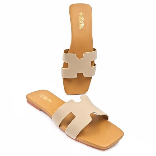 Image of flats for women stylish daily use flip flops slides girls slippers open toe footwear sandals