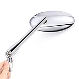 KiWAV Motorcycle Mirrors Rear View Side Ultra Polished Chrome Oval Slim Shaped Convex Aluminum Sturdy Durable Adjustable 10mm 5/16 inches bolts Compatible for Most Popular Bikes Pack of a Pair