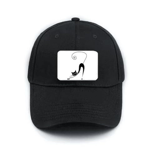 Casquette de baseball noire avec textile extensible motif chat noir respirant