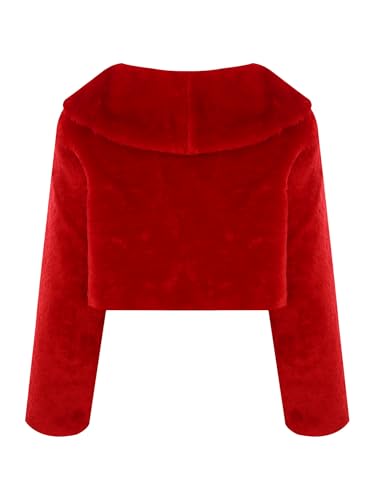 Jelory Kids Flower Girls Long Sleeve Faux Fur Bolero Cardigan Dress Coat Wedding Party Shawl Wrap2