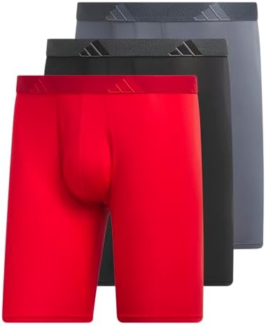 adidas Men's Microfiber Long Boxer Brief Underwear 3-Pack
