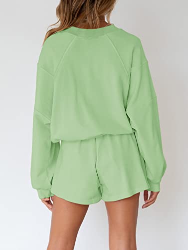 Image of MEROKEETY Women's 2023 Fall Oversized Batwing Sleeve Lounge Sets Casual Top and Shorts 2 Piece Outfits Sweatsuit
