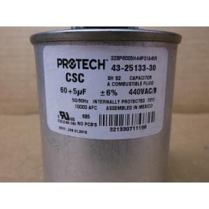 PROTECH 43-25133-30 * 60+5UF X 440VAC Round Dual Run Capacitor