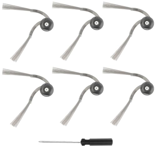 Aoonar Seitenbürsten Ersatz (6 Stück) inkl. Schraubendreher – kompatibel mit Roborock Qrevo Curv & Edge, Saros 10/10R/Z70, QV 35A/35S, Q10 S5/X5, Q7 M5/L5