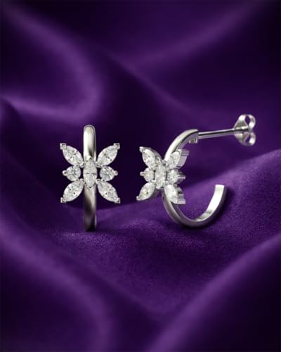Image of CLARA 925 Sterling Silver Hoop Bali Earrings | Platinum Plated | Daily Wear |Gift for Women and Girls