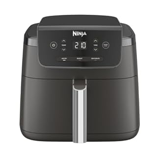Ninja Friggitrice ad aria 4,7 L 3 in 1, Frittura ad aria, Riscaldamento, Essiccazione, 1-2 porzioni, digitale, da surgelati, scomparto antiaderente e cestello per frittura, 2000W, nero AF110EU