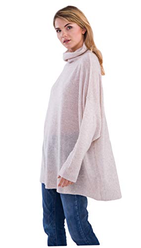 Cashmere 4 U Women's 100% Cashmere Turtleneck Oversize Sweater Pullover (Creme) #TOP7