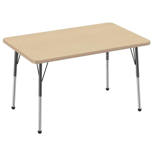 FDP 30" x 48" Rectangle Table with Ball Glide Legs - Maple/Maple/Black