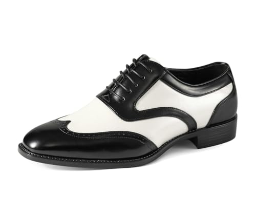 Bolano Lawson, Wingtip Oxford Dress Shoes for Men, Two-Tone & Shiny Metallic Oxfords, Men's Formal Tuxedo Shoes