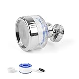 WJUAN Filtro de Agua del Grifo, Grifo de Agua Filtrado de Algodón PP Giratorio de 360° de Acero Inoxidable, Elemento Filtrante de 4 cm, el Filtro Grifo se Puede Utilizar para Grifos, Bañeras y Duchas