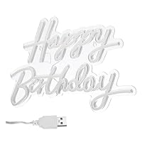 OSALADI Letrero de Neón LED Happy Birthday con Luz Suave Cálida Alimentación USB Fácil Instalación Pared o Mesa para Decoración de Dormitorio y Fiestas de Cumpleaños