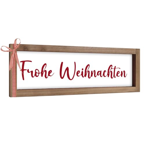 Weihnachtsdeko Landhausstil 17 DIYOOHOMY Frohe Weihnachten Holzschild, 33×11,4 cm Rustikale...