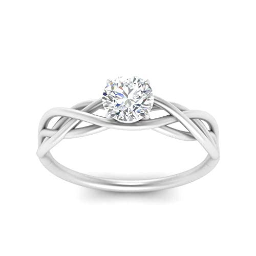 Image of Choose Your Gemstone Intertwined Solitaire Ring 925 Sterling Silver Round Shape Solitaire Engagement Rings Everyday Jewelry Wedding Jewelry Handmade Gifts for Wife US Size 4 to 12