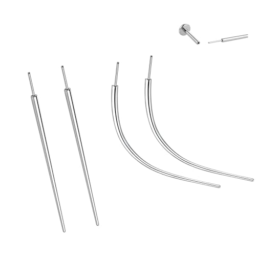 QXXPVV 4Pcs Stainless Steel 20G Threadless Piercing taper Insertion Pin for Ear/Nose/Navel/Nipple/Lip/Eyebrow Stretcher Body Piercing Stretching Kit Assistant Tool(4pcs WC&C 20G)