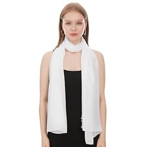 Shawl Factory Chiffon Schal Damen Weiß - Seidenweich und Federleicht - Eleganter Halstuch Schal - Polyester Tuch Halstuch Damen Frühling Sommer - Pflegeleichtes Schaltuch - Damenschal Leicht (Weiß)