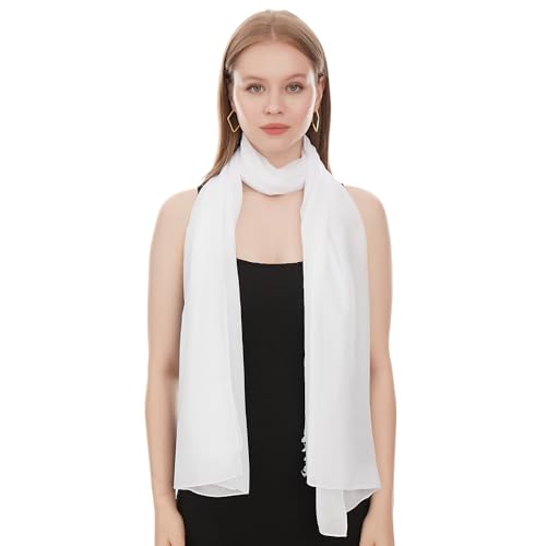 Echarpes Et Foulards Mousseline De Femme - Châle Écharpe Femme Blanc - Chale Echarpe Et Foulard Élégante Chiffon – Châle Hiver Facile d'Entretien -...