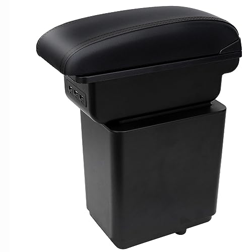YJYWZH Voiture Accoudoirs Pour Peugeot Partner tepee Boîte de Rangement de La Console Centrale Interieure Double Couche avec 3 ports de charge USB Surpiqûres...