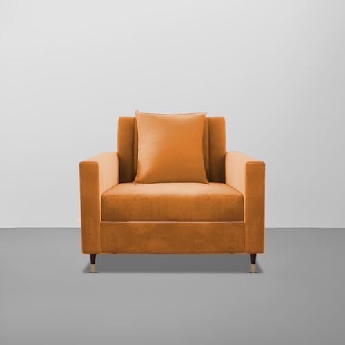 Image of Casaliving Garcia 1 Seater Sofa Set for Living Room (Orange Colour) Premium Fabric Sofa