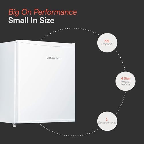 Cookology MFZ32WH Table Top Mini Freezer in White - 31 Litre Capacity - For Counter Tops - Adjustable Temperature Control & Legs - Removable Wire Shelf - 4 Star Rating - Image 3