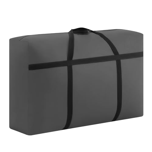 120L Grande Bolsa de Almacenamiento, Impermeable Bolsa de Transporte con Asa, Gran Bajo la Cama Almacenaje Bolsa, Bolsa Mudanza Viaje para Ropa de Cama Edredones y Almohadas Organizador (Gris)