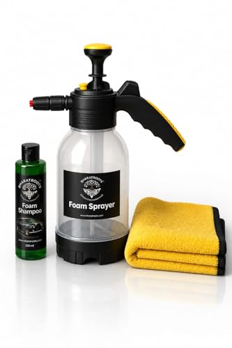 Image of Car and Bike Foam Sprayer 2L with Car /Bike Snow Foam Shampoo 200ml and Wash /Dry Microfiber Towel 800 GSM Combo, Nozzle for High Pressure Blaster Foam Washing (Combo)