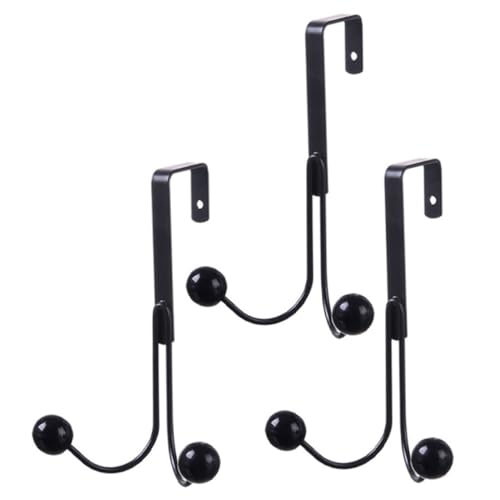 VINTORKY 3pcs Wrought Iron Hook Clothes Rack Over Door Hook Coat Hanger Wall-Mounted Coat Rack Behind The Door Hooks Over The Door Hanger Overdoor Hanger Organizer Coat Hook Hat Hook Black