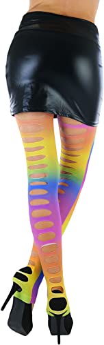 Image of ToBeInStyle Women's Slashed Ripped Shredded Distressed Hosiery Tights Leggings Music Festival