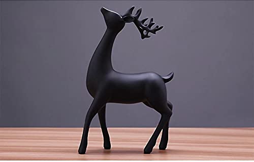 Luganiso Christmas Reindeer Figurines Set Of 2 Resin Deer Statues Elk Sculpture Ornaments For Living Room Tv / Wine Cabinet Home Decor, Black, 7 X 3 X 9.4 Inch #TOP1