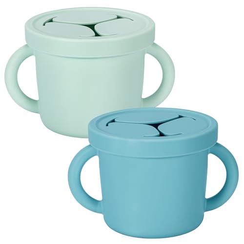 Image of idooss Snack Containers, Silicone Food Grade Silicone Cups, Toddler Snack Container Cups with Handles and Lid for Toddlers (Color 1)