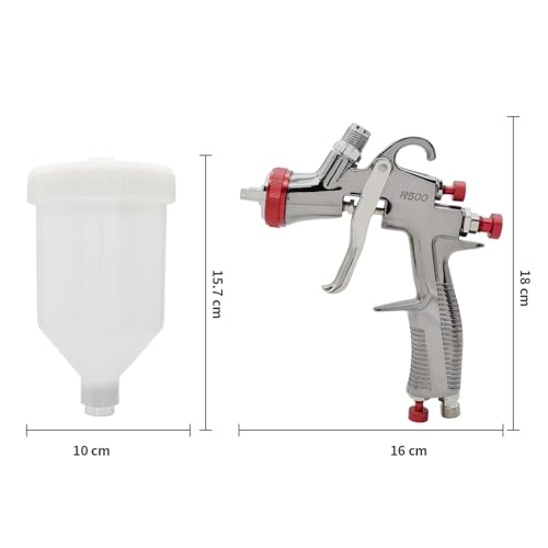 LVLP Spray Gun R500 1.3mm Gravity Feed Car Paint Spray Gun - Ideal Paint Sprayer for Automotive Basecoats, Clearcoats, Primers, Industrial & Woodworking Coatings