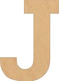 4 Inch Wooden Letter J Unfinished Small Craft, Unpainted Kid Alphabet Wood Cutout, Rockwell Font Paintable Decoration