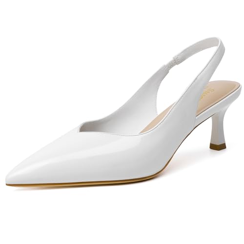 Image of Susanny Kitten Heels for Women Closed Pointed Toe Slingback Shoes