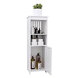 WODFARR Smalle badkamerkast, opbergkast, kleine toiletkast met deur en planken voor kleine ruimtes (25 x 20 x 80 cm)