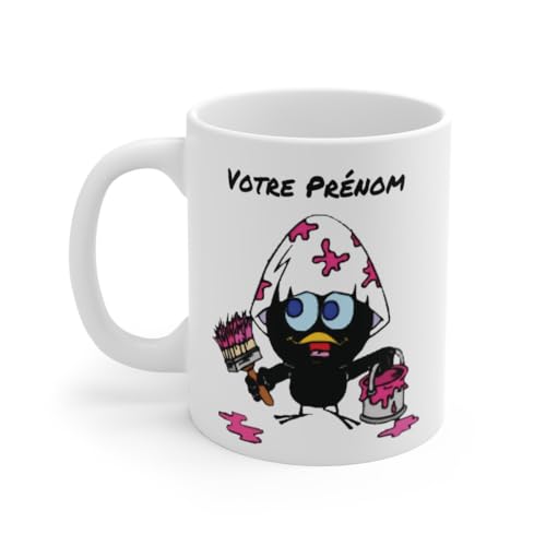 Teecustom Mug Caliméro Peintre Personnalisable avec Prénom ou Texte idée Cadeau Tasse drôle 325ml : Taille - 11oz Taille 11oz